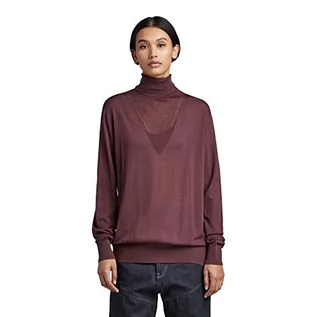 Swetry damskie - G-STAR RAW Damski sweter Core Roll Neck Knit, Fioletowy (Vineyard Wine D166-d303), S - grafika 1