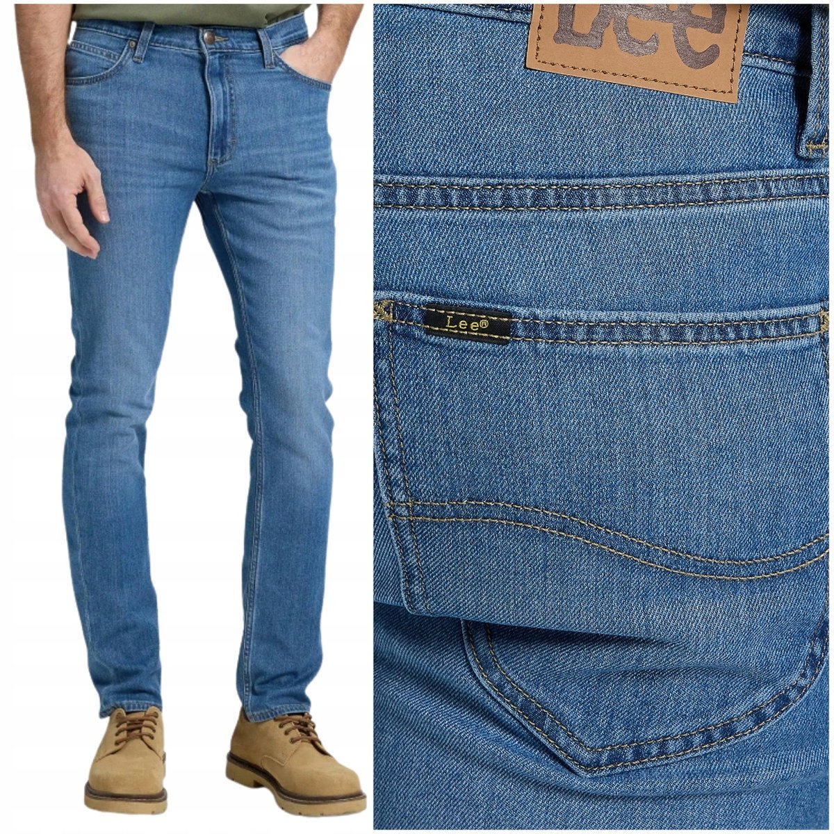 Lee Luke slim Stone Cold letnie mocno zwężane spodnie jeansowe W32 L34