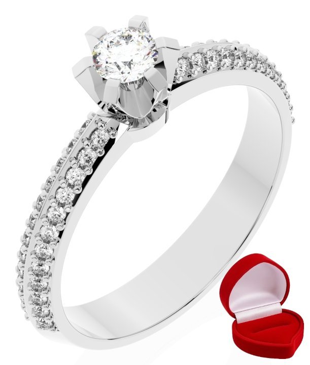 ZŁOTY PIERŚCIONEK ZARĘCZYNOWY 585 14k BRYLANT LAB 0,14 ct BIAŁE ZŁOTO R18