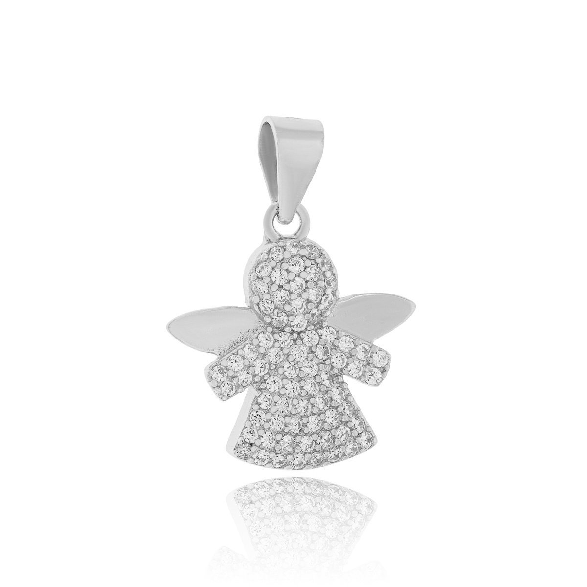 Srebrna zawieszka aniołek z cyrkoniami pr. 925