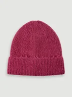 Czapki damskie - Purpurowa czapka w prążek - miniaturka - grafika 1