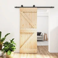 Drzwi wewnętrzne - Drzwi przesuwne z osprzętem, 70x210 cm, lite drewno sosnowe 8721012080997 - miniaturka - grafika 1