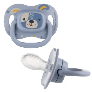Canpol Babies Silikonowy Smoczek Symetryczny 6-18 m CUTE ANIMALS Niebieski - Smoczki uspokajające - miniaturka - grafika 1