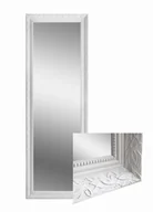 Lustra - Lustro ścienne 150x50 cm z drewnianą ramą białe z ornamentem duże prostokątne lustro do zawieszenia pionowo lub poziomo do salonu sypialni przedpok.. - miniaturka - grafika 1
