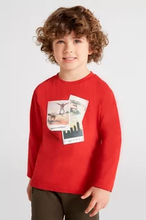 Bluzki dla chłopców - Mayoral longsleeve bawełniany dziecięcy kolor czerwony z nadrukiem - grafika 1