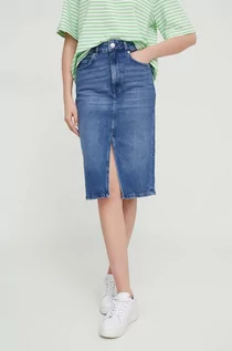 Spódnice - Joop! spódnica jeansowa kolor niebieski midi ołówkowa - grafika 1