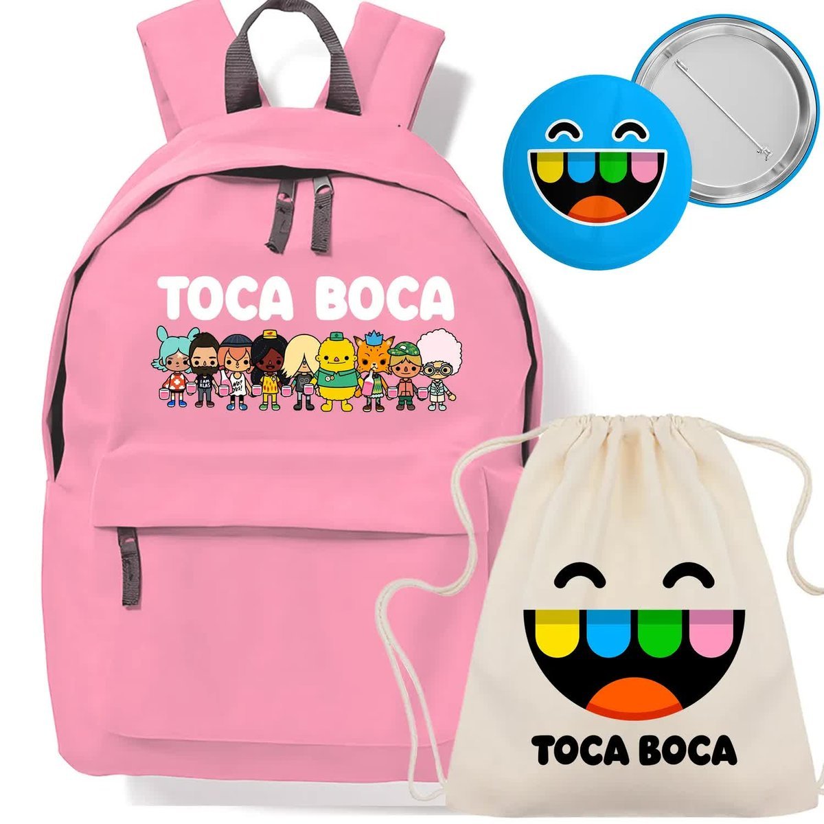 Zestaw Do Szkoły Różowy Plecak+Worek+Przypinka TOCA BOCA Wyprawka Szkolna