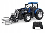 Zabawki zdalnie sterowane - Zdalnie Sterowany Niebieski Traktor z Chwytakiem do Słomy Mały Rolnik - miniaturka - grafika 1