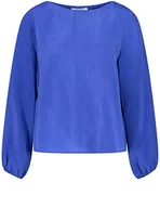 Bluzki damskie - Gerry Weber Damska bluzka z rękawami balonowymi Cupro, z długim rękawem, jednokolorowa, niebieski (Electric Blue), 34 - miniaturka - grafika 1