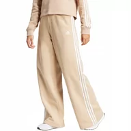 Dresy damskie - Spodnie damskie adidas Essentials 3-Stripes Fleece Wide beżowe IR5385 XL - miniaturka - grafika 1
