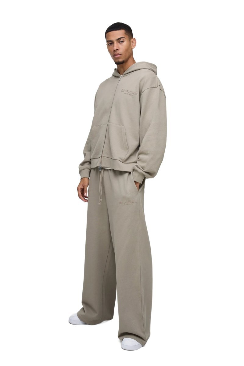 BOOHOOMAN MĘSKI DRES KOMPLET Z KAPTUREM DŁUGI RĘKAW BEŻOWY L Z3A*