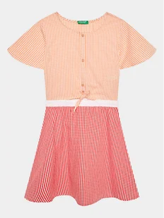 United Colors Of Benetton Sukienka codzienna 47KTCV01B Pomarańczowy Regular Fit - Sukienki i spódniczki dla dziewczynek - miniaturka - grafika 1