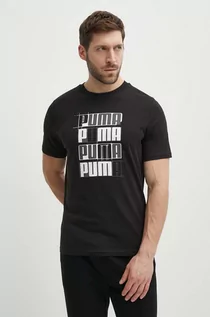 Koszulki męskie - Puma t-shirt bawełniany męski kolor czarny z nadrukiem 678976. - grafika 1