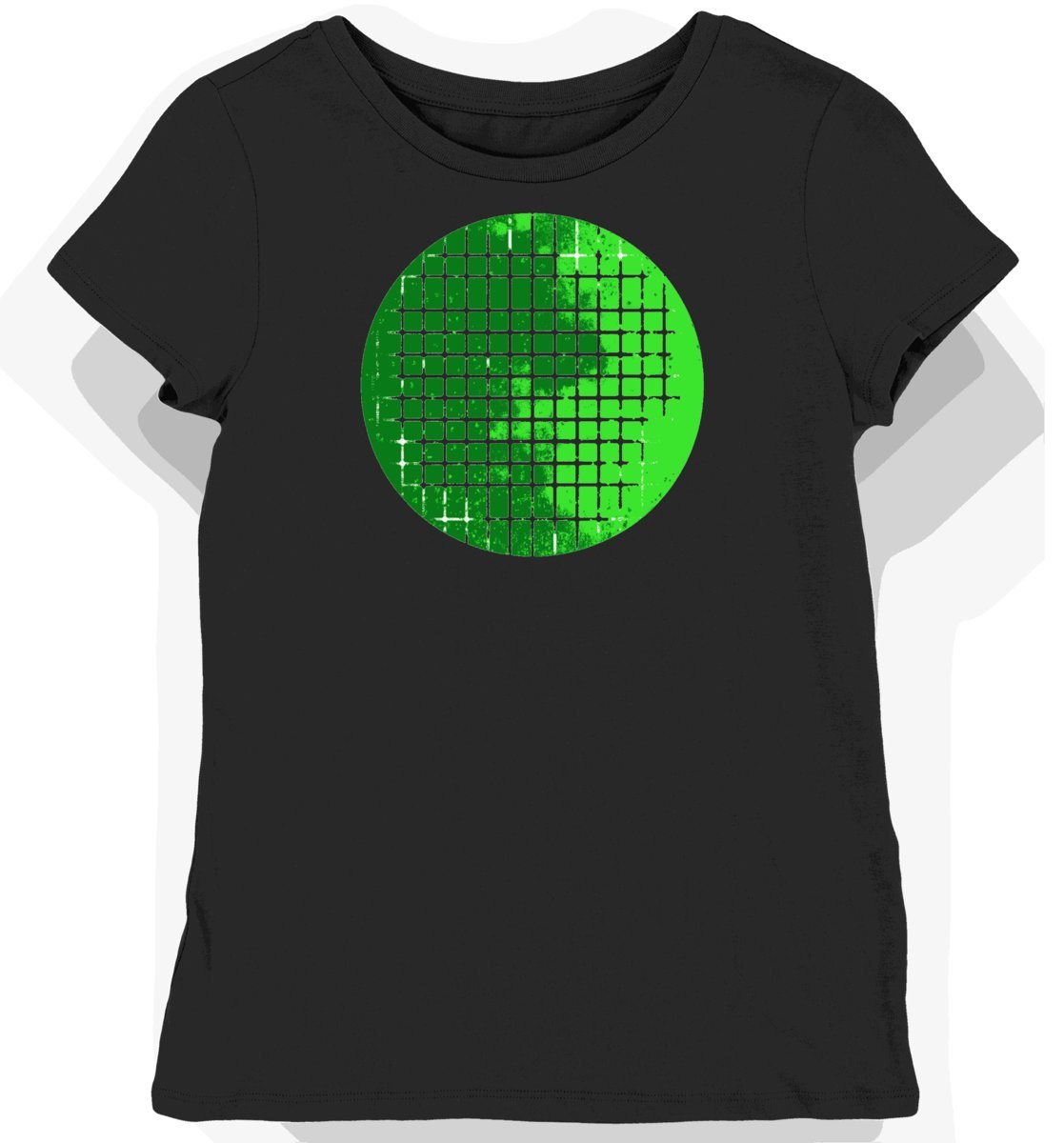 Koszulka damska czarna z nadrukiem zielonej planszy sportowej S