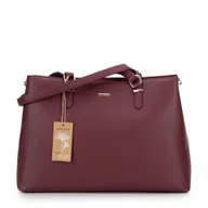 Torebki damskie - Damska shopperka ze skóry ekologicznej dwukomorowa bordowa - miniaturka - grafika 1