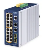 Pozostałe akcesoria sieciowe - PLANET IP30 Industrial L2/L4 16-Port Zarządzany L2/L4 Gigabit Ethernet (10/100/1000) Obsługa PoE Aluminium, Niebieski - miniaturka - grafika 1