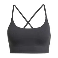 Biustonosze - adidas Damski biustonosz podtrzymujący All Me Rib Light Support Bra L czarny - miniaturka - grafika 1
