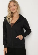 Bluzki damskie - Czarna Rozpinana Bluza z Kapturem Bawełną i Sznurkami Viltara - miniaturka - grafika 1