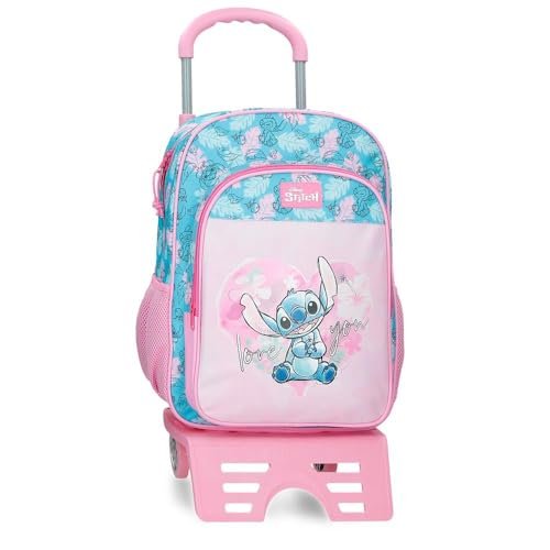Joumma Disney Heart Stitch Plecak szkolny z wózkiem różowy 30 x 40 x 13 cm poliester 15,6 l, Różowy kolor, Talla única, plecak szkolny na kółkach