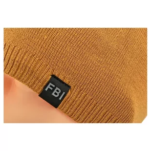 Musztardowa Męska Zimowa Czapka z polarem - L/XL FBI ST-508D - Czapki damskie - miniaturka - grafika 1