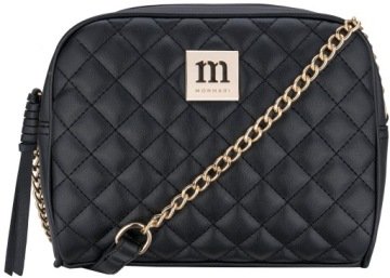 Torebka Damska Czarna Listonoszka Monnari Pikowana Mat Logo