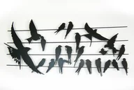 Dekoracje domu - Tolonensis Creation Dekoracja ścienna ptaki Birdy, czarna, 40x90 cm - miniaturka - grafika 1