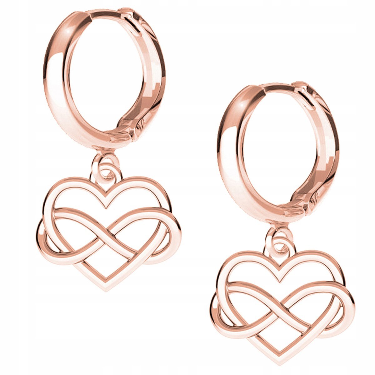 Kolczyki Serce Nieskończoność różowe złoto