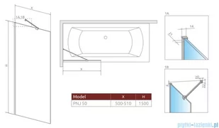 Radaway Modo New Brushed GunMetal Pnj parawan nawannowy 50cm  L/P szczotkowany grafit 10006050-92-01 - Akcesoria do armatury i ceramiki - miniaturka - grafika 2