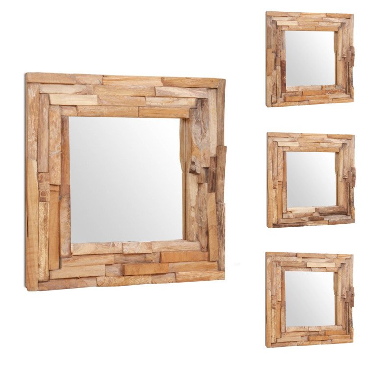 vidaXL LustroReplika acyjne z drewna tekowego 60 x 60 cm kwadratowe - Lustro