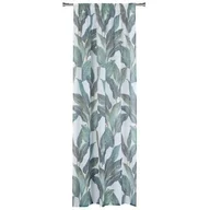 Firany - Firanka z taśmą MOKU, 140 x 260 cm, kolor biało-zielony liście - miniaturka - grafika 1