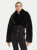 Płaszcze damskie - Elisabetta Franchi Futro GB-05A-57E2-V980 Czarny Regular Fit - miniaturka - grafika 1