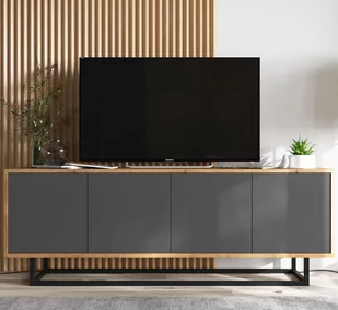 Szafka RTV Loft komoda RTV Loft Dąb wotan grafit MAT 150 cm stelaż - Szafki RTV - miniaturka - grafika 1