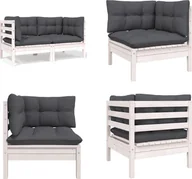 Sofy ogrodowe - vidaXL Sofa ogrodowa 2-osobowa z poduszkami z białego litego drewna sosnowego - Sofa ogrodowa 2-osobowa - Sofa ogrodowa 2-osobowa - Narożnik ogrodowy - Narożnik drewniany - miniaturka - grafika 1