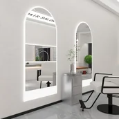 Meble fryzjerskie - Konsola konsoleta fryzjerska barberska lustro fryzjerskie LED rama aluminiowa 200x80 PRO - miniaturka - grafika 1