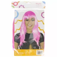 Dodatki do strojów karnawałowych - Arpex Ozdoba karnawałowa Peruka Długowłosa różowa - miniaturka - grafika 1