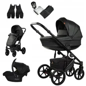 Wózki dziecięce - Wózek Dziecięcy MOMMO DELUXE 3w1 Czarna Ekoskóra - miniaturka - grafika 1