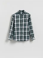 Koszule męskie - Reserved - Koszula regular fit w kratę - ciemnozielony - miniaturka - grafika 1