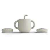 Kubki dla dzieci - Silikonowy kubek treningowy 2w1 CREAM, BabySteps - miniaturka - grafika 1