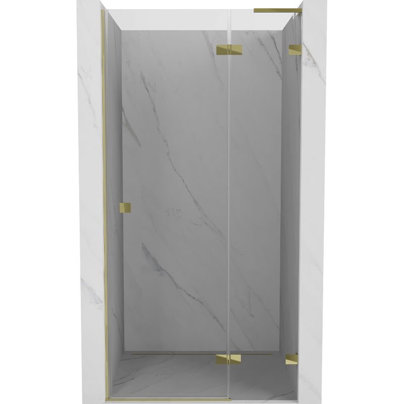 Mexen Lunar L drzwi prysznicowe uchylne prawe 90 cm, transparent, złote - 834L-090-000-50-00-P