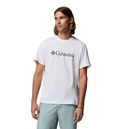 Columbia Męska koszulka z logo Basic z krótkim rękawem, biały/Gem Columbia, L
