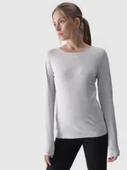 Koszulki i topy damskie - Longsleeve slim gładki damski 4F 4FWMM00TLONF376-27M Szary - miniaturka - grafika 1