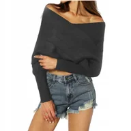 Swetry damskie - CIEPŁE PONCZO GRUBY SWETER CIEPŁY SZAL Z RĘKAWAMI PONCHO SZALIK KOLOR GRAFIT - miniaturka - grafika 1