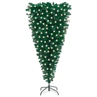 Choinki - vidaXL vidaXL Odwrócona, sztuczna choinka z lampkami LED, zielona, 240 cm - miniaturka - grafika 1