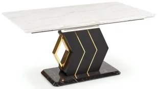 Rozkładany prostokątny stół biały + czarny B8-H14 - Stoły Rozkładany prostokątny stół biały + czarny B8-H14 - Stoły - miniaturka - grafika 1