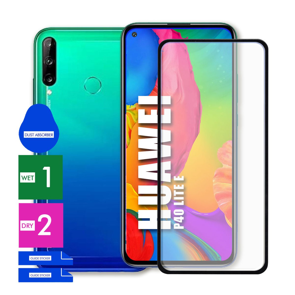 SZKŁO OCHRONNE DO HUAWEI P40 LITE E HARTOWANE 9H PEŁNE CAŁY EKRAN 5D JAKOŚĆ