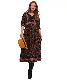 Sukienki - Joe Browns Damska jesienna sukienka maxi z rękawami 3/4, czarna, 16, Czarny, 42 - grafika 1