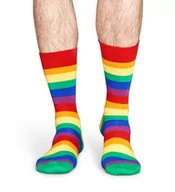 Skarpetki męskie - Happy Socks Pride Stripe, kolorowe i zabawne, Skarpety dla kobiet i mężczyzn, Niebieski-Zielony-Pomarańczowy-Liliowy-Czerwony-Żółty (36-40) - miniaturka - grafika 1