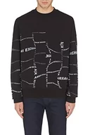 Bluzy męskie - Armani Exchange Męska bluza z okrągłym wycięciem pod szyją z bawełny organicznej i polaru poliestrowego, czarny, XXL - miniaturka - grafika 1