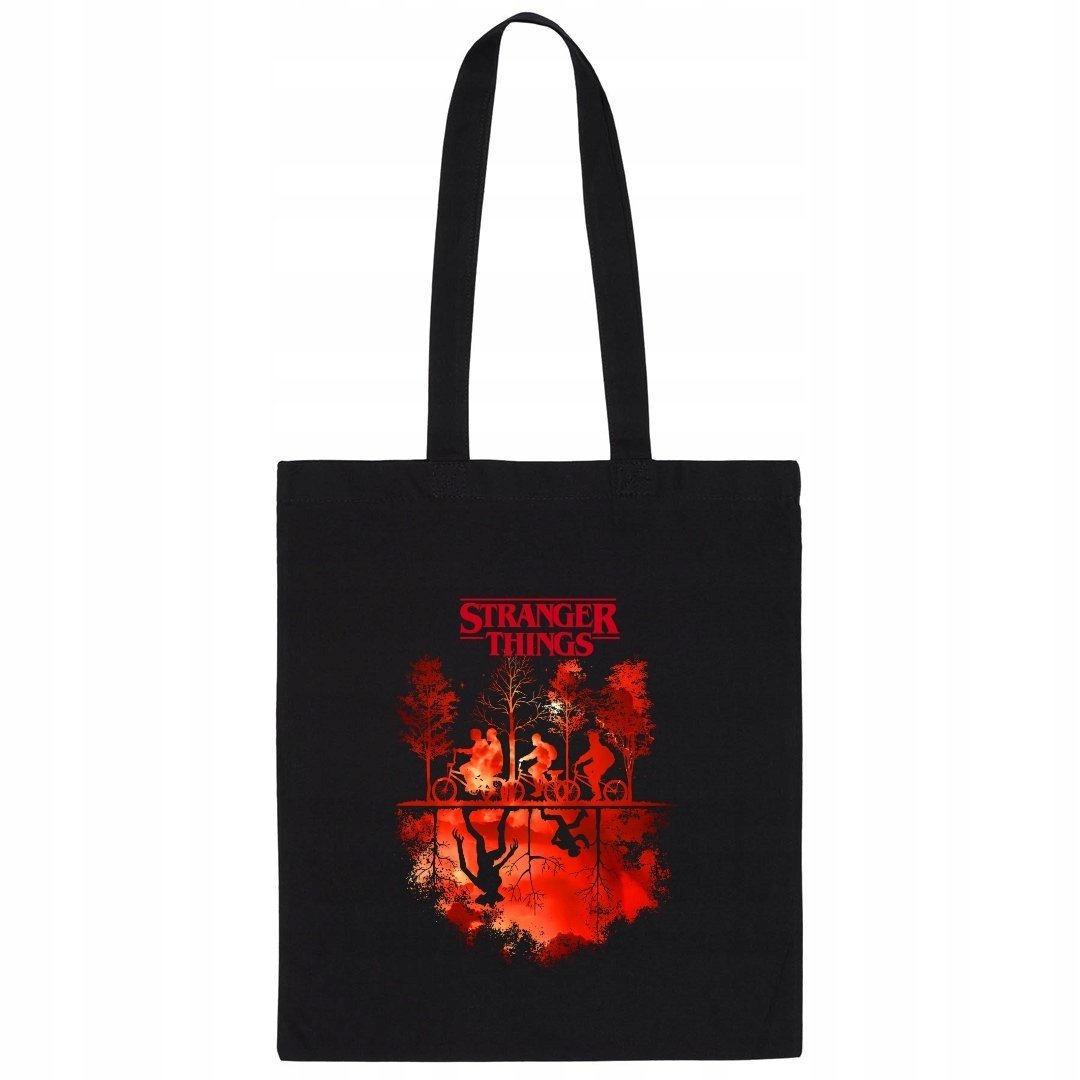 STRANGER THINGS TORBA CZARNA SHOPERKA NA RAMIĘ BAWEŁNIANA GRUBA