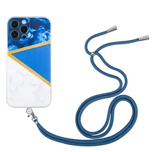 Etui König Design kompatybilne z Apple iPhone 12 Pro Max plastikowe etui na telefon komórkowy z łańcuszkiem - Etui na telefon komórkowy ciemnoniebieskie - Etui i futerały do telefonów - miniaturka - grafika 1
